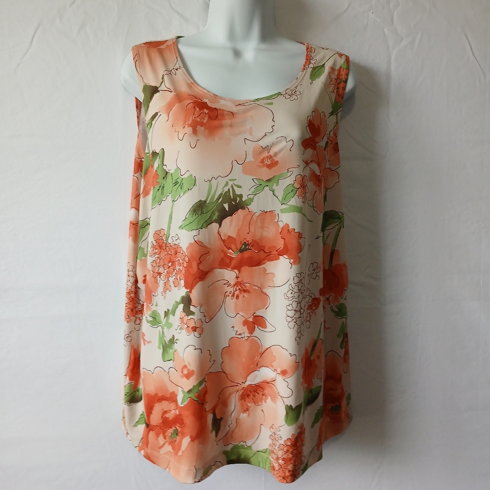 CJ Banks Vibrant Orange and Green Tank Top